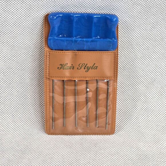 Vintage Styla Hair Pick Styling Comb Travel In Plastic Slip Case Blue Hong Kong - Picture 3 of 7